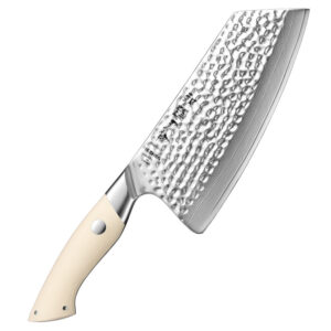 Super Sharp Chinese 7.5 INCH Kitchen Vegetable Cleaver Knife 67 Layers Damascus Steel White G10 Handle