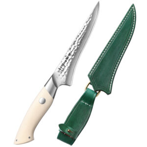 XINZUO Custom Hammer 67 Layers Damascus Steel White G10 Handle Japanese Kitchen Boning Knife Bone Fillet Knives Set