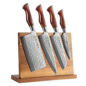 5PCS 73 Layers Damascus Powder Steel Damascus Kitchen Knife Set with Wooden Block