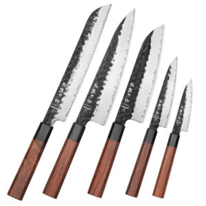 XINZUO New Kitchen Chef Knife Set 5Pcs High Quality 10cr Core Stainless Steel Knives Wooden Handle