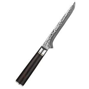 Professional Japanese Style Boning Knife Damascus Steel Sharp Kitchen Fillet Knives with Natural Ebony Wood