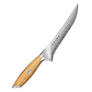 New Design 7 Inch Fillet Knife Japanese Damascus Powder Steel Olive Wood Handle Professional Custom Kitchen Filleting Knives