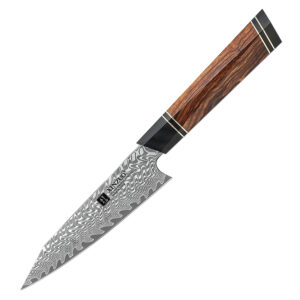 Custom 5 Inch Damascus Steel Kitchen Knives 10Cr15CoMoV Steel Core 67-Layer High Carbon Stainless Steel Damascus Utility Knife
