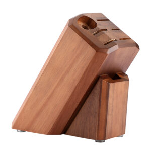 New Arrivals 7 Slots Wooden Knife Block Natural Acacia Wood Holder Stand Kitchen Accessories