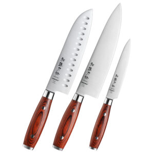 Modern 3 Pcs Chef Knife Set German 1.4116 Stainless Steel Pakka Wood Handle
